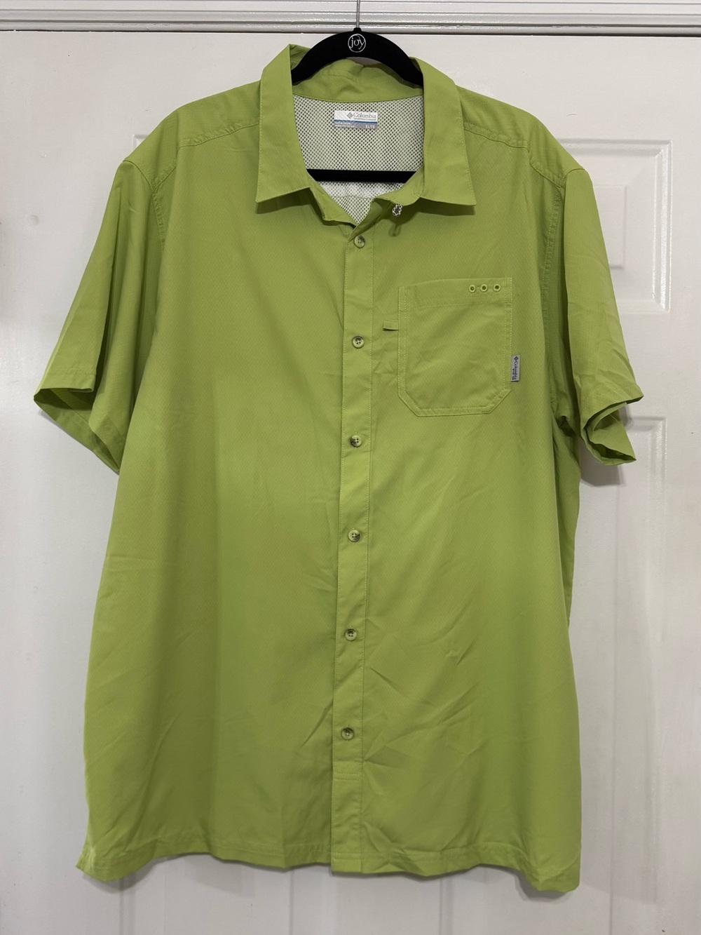 Columbia PGF Men's Short Sleeve Button-Up Shirt - Lt. Green Size XL Vented